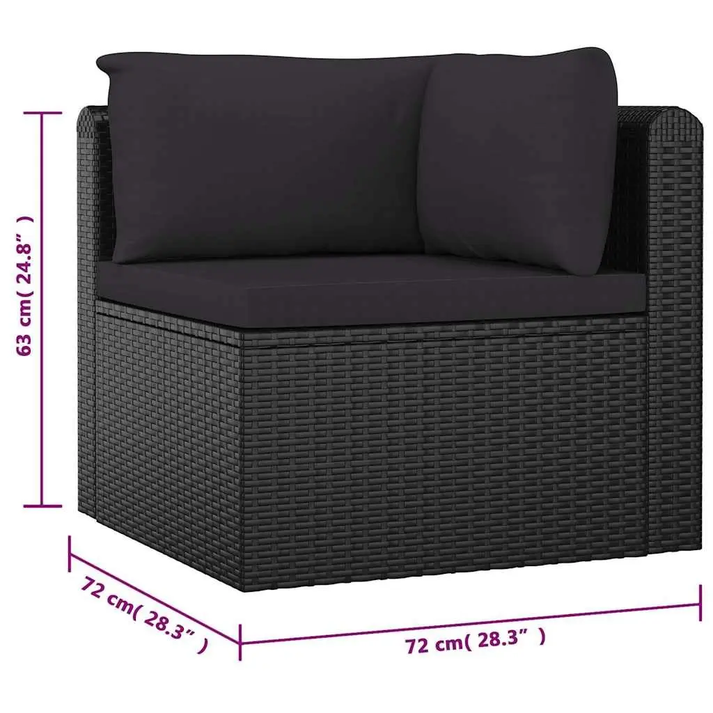 Garden Lounge Set PE Rattan 9 Piece Outdoor Furniture Modular Sofa Black