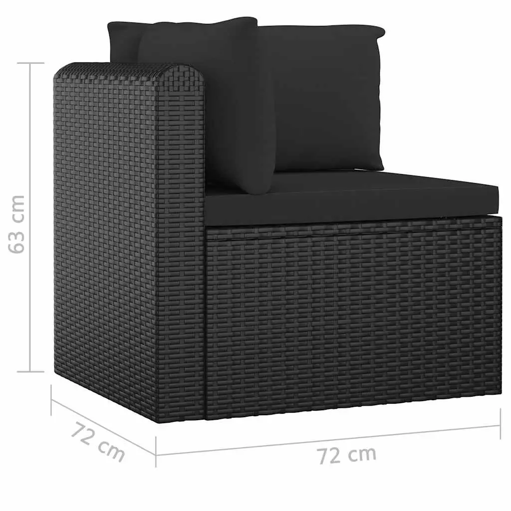 7 Piece Garden Lounge Set PE Rattan Black Modular Outdoor Furniture