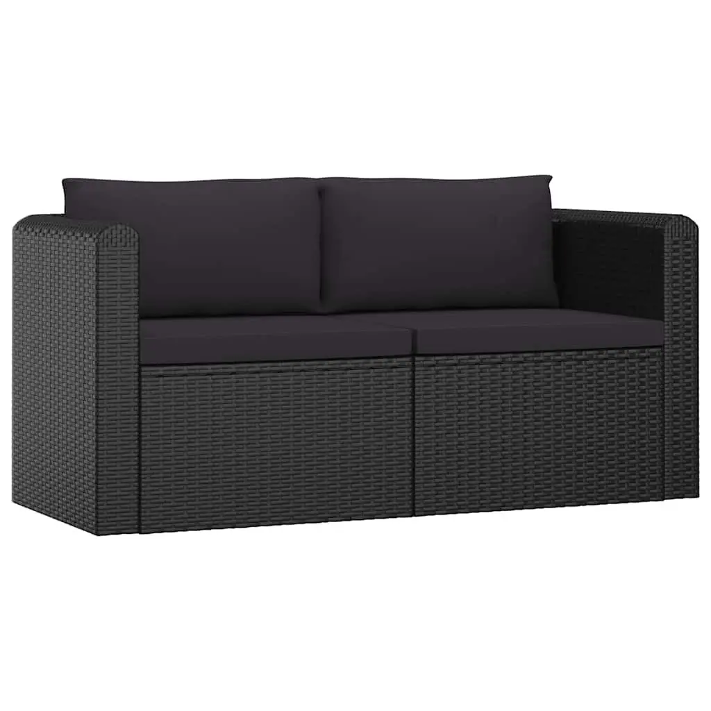 7 Piece Garden Lounge Set PE Rattan Black Modular Outdoor Furniture