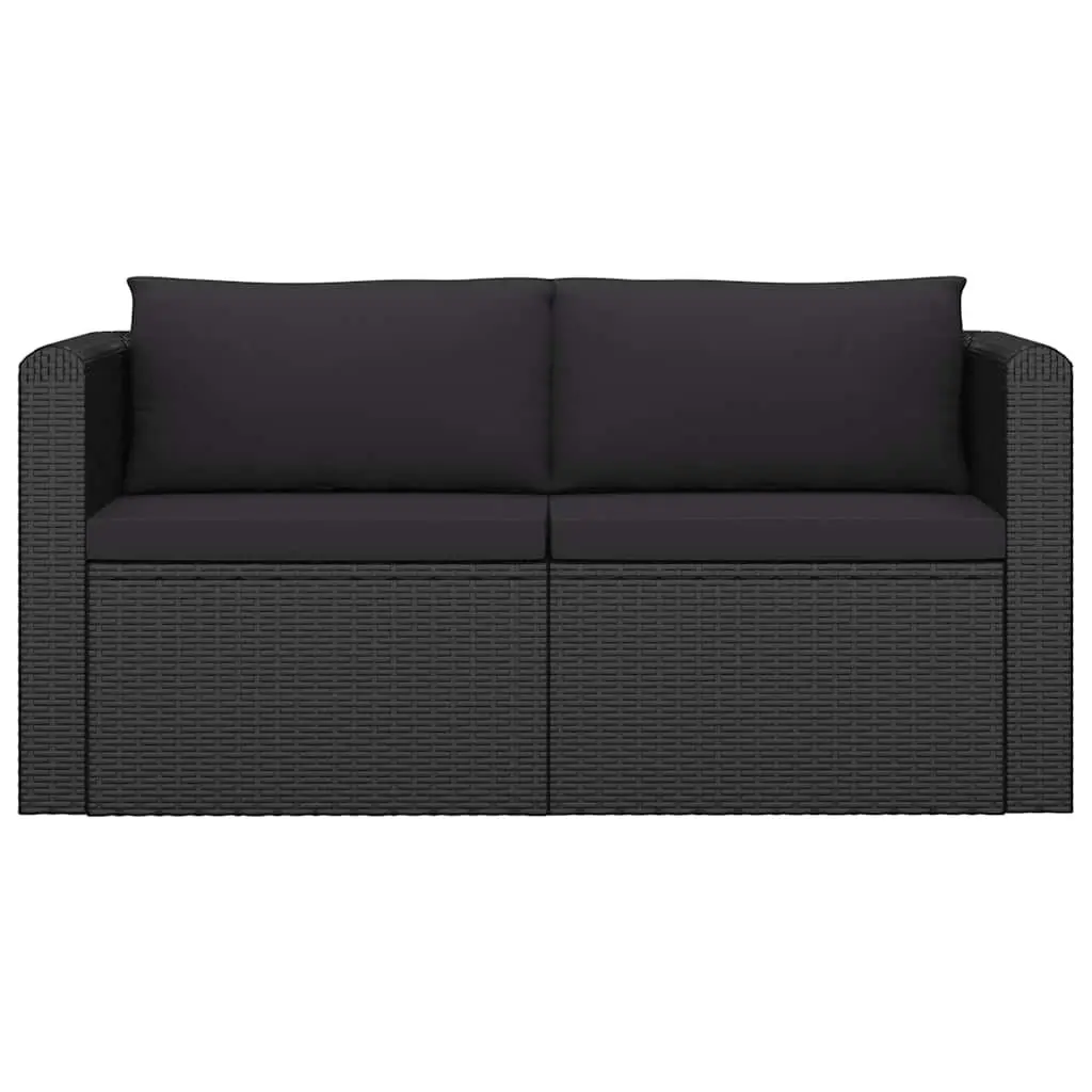 7 Piece Garden Lounge Set PE Rattan Black Modular Outdoor Furniture