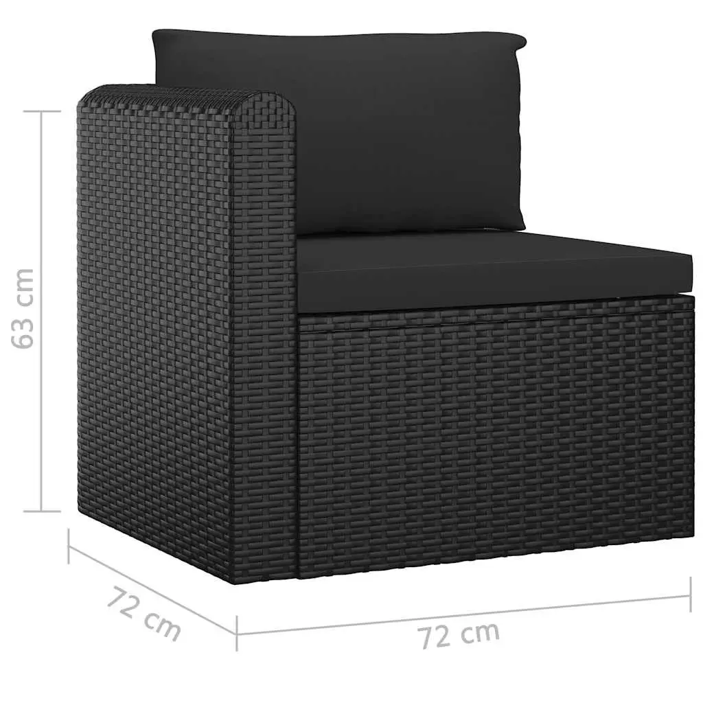 Garden Lounge Set PE Rattan 9 Piece Outdoor Furniture Modular Black