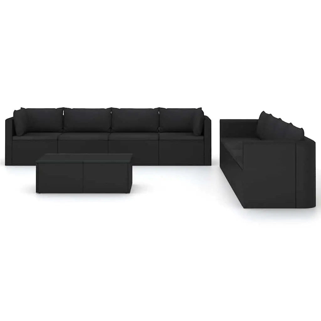 Garden Lounge Set PE Rattan 9 Piece Outdoor Furniture Modular Black