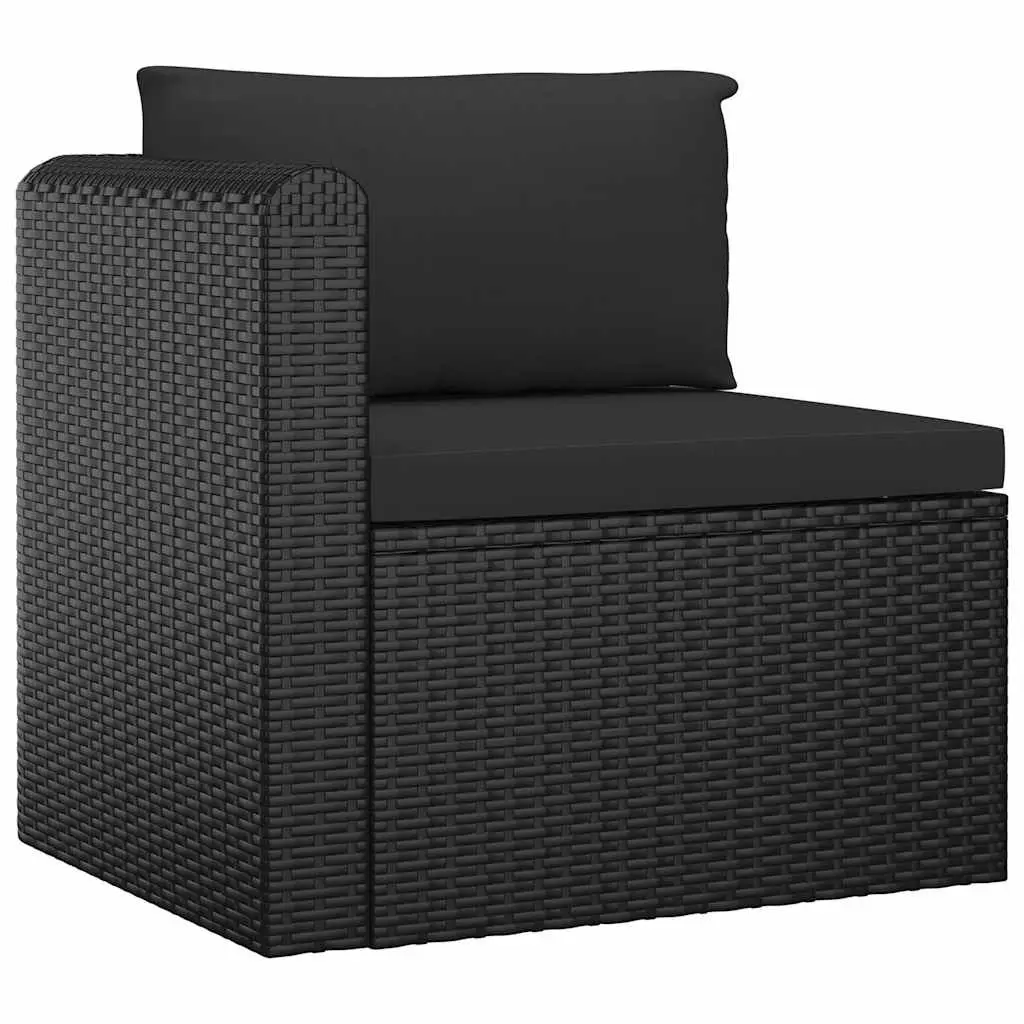 Garden Lounge Set PE Rattan 9 Piece Outdoor Furniture Modular Black
