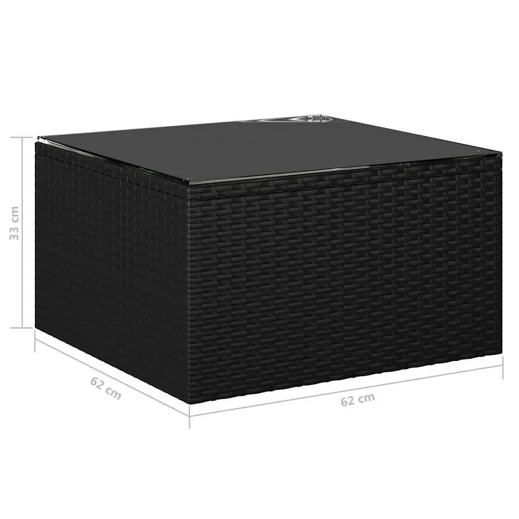 Garden Lounge Set PE Rattan 9 Piece Outdoor Furniture Modular Black