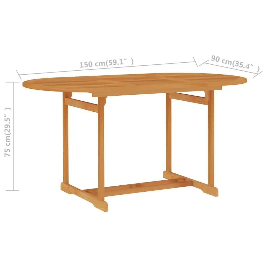 5 Piece Garden Dining Set Teak Wood Brown Outdoor Furniture