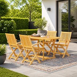 5 Piece Teak Wood Garden Dining Set for Outdoor Use