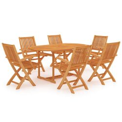 7-Piece Outdoor Dining Set Crafted from Solid Teak Wood