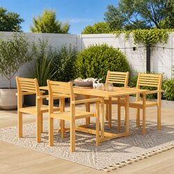 Exceptional 5 Piece Teak Wood Garden Dining Set