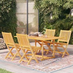 Teak Wood 5-Piece Garden Dining Set for Outdoor Relaxation