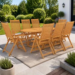 9-Piece Teak Wood Garden Dining Set for Outdoor Enjoyment