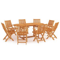 9 Piece Outdoor Dining Set with Solid Teak Wood