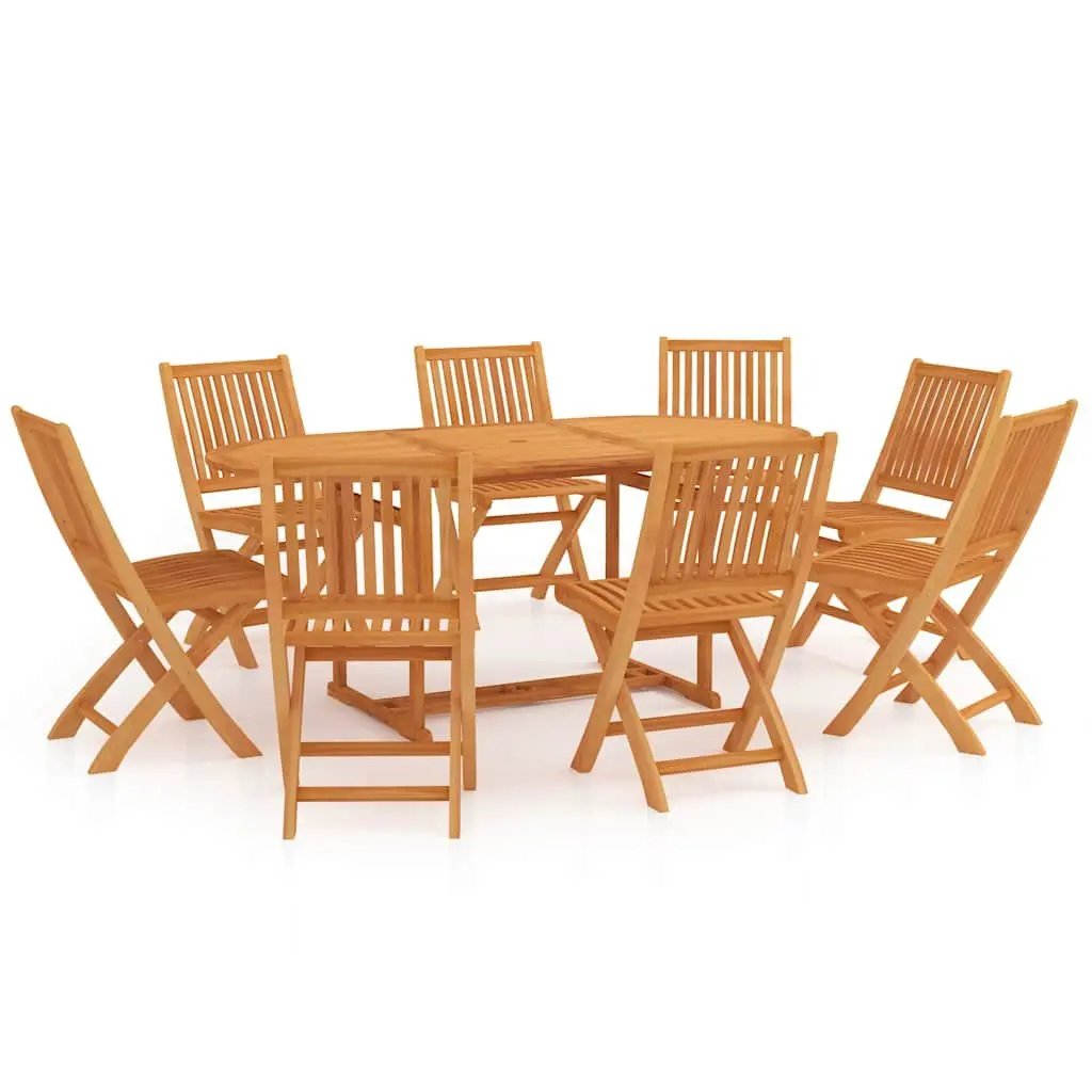 9 Piece Teak Garden Dining Set with Umbrella Hole