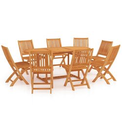 9 Piece Teak Garden Dining Set with Umbrella Hole