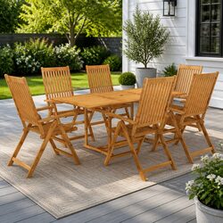 Teak Wood 7 Piece Garden Dining Set for Outdoor Spaces