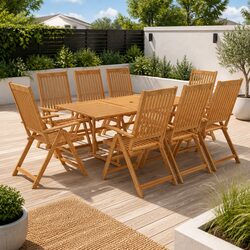 Premium 9-Piece Teak Wood Garden Dining Set