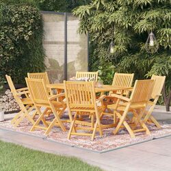 Sturdy 9 Piece Teak Wood Garden Dining Set