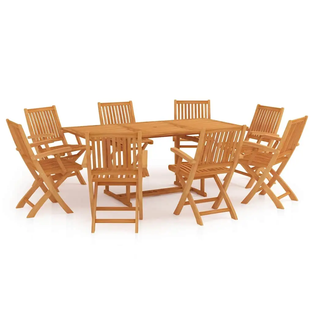 9 Piece Garden Dining Set Teak Hardwood Table Chairs Brown