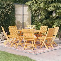 Premium 9 Piece Outdoor Garden Dining Set in Brown Wood
