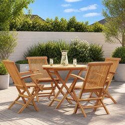 Premium 5 Piece Teak Wood Garden Dining Set for Outdoors