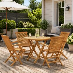 Wooden Teak 5 Piece Garden Dining Set for Outdoor Use