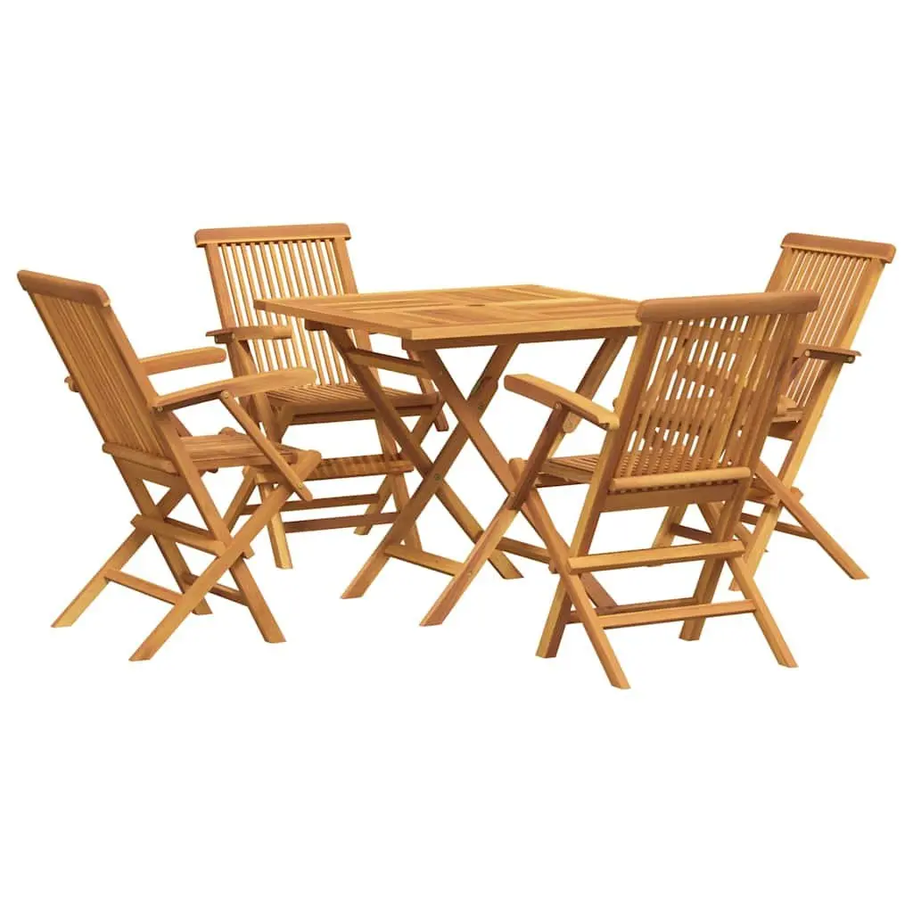 5 Piece Garden Dining Set Outdoor Furniture Foldable Table Chairs Brown