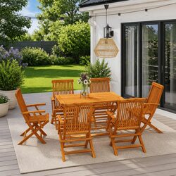 Elegant 7 Piece Teak Wood Garden Dining Set