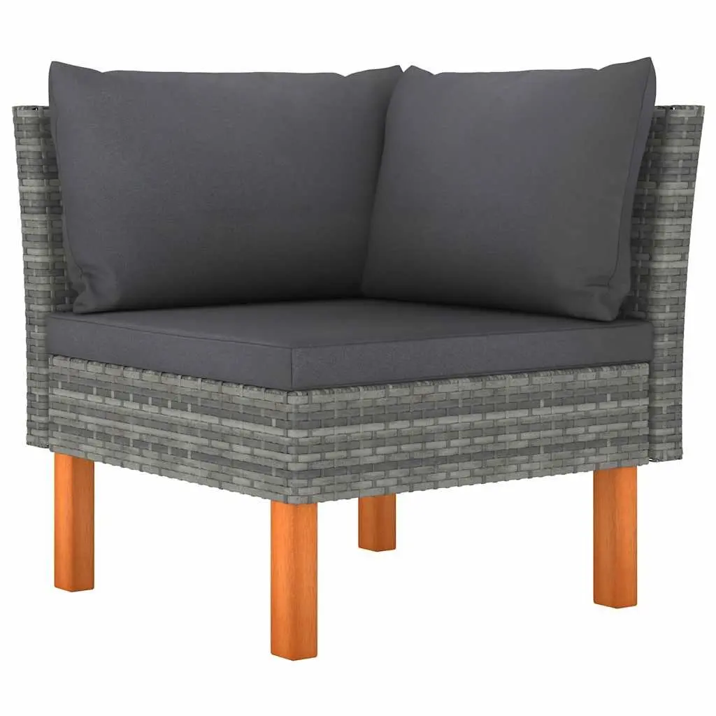 3-Seater Garden Sofa with Grey Rattan and Cushions