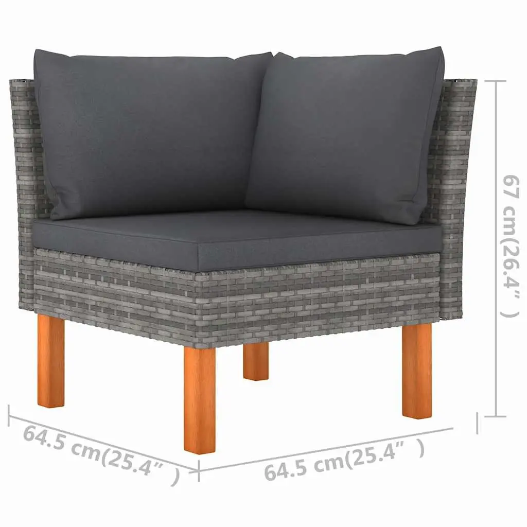 3-Seater Garden Sofa with Grey Rattan and Cushions