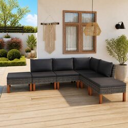 Stylish 6-Piece Grey Garden Lounge Set with Cushions