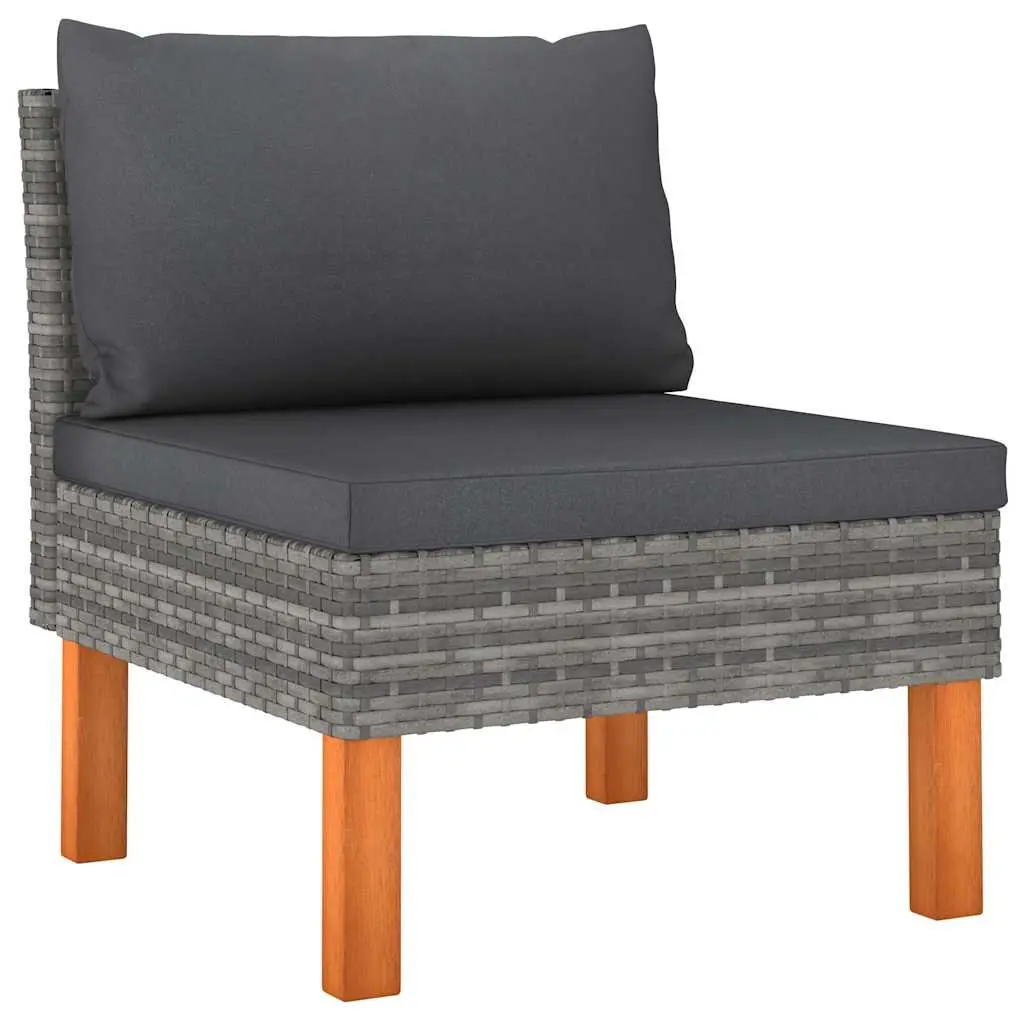 Garden Lounge Set Poly Rattan 6 Piece Outdoor Furniture Grey with Cushions