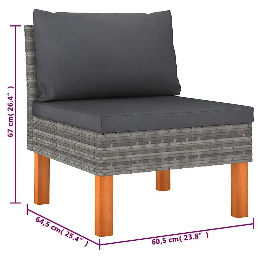 Garden Lounge Set Poly Rattan 6 Piece Outdoor Furniture Grey with Cushions