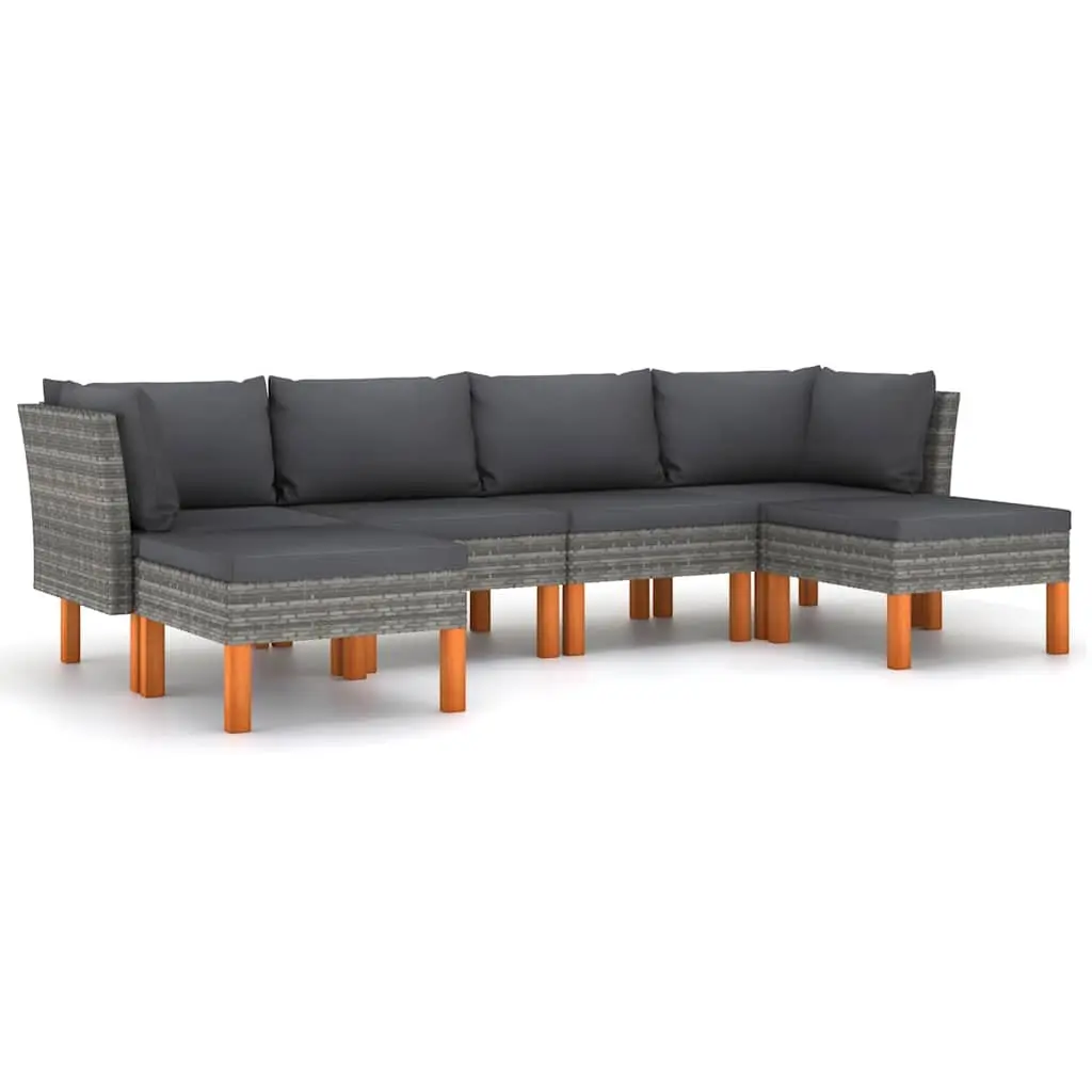 6-Piece Grey Garden Lounge Set with Cushions