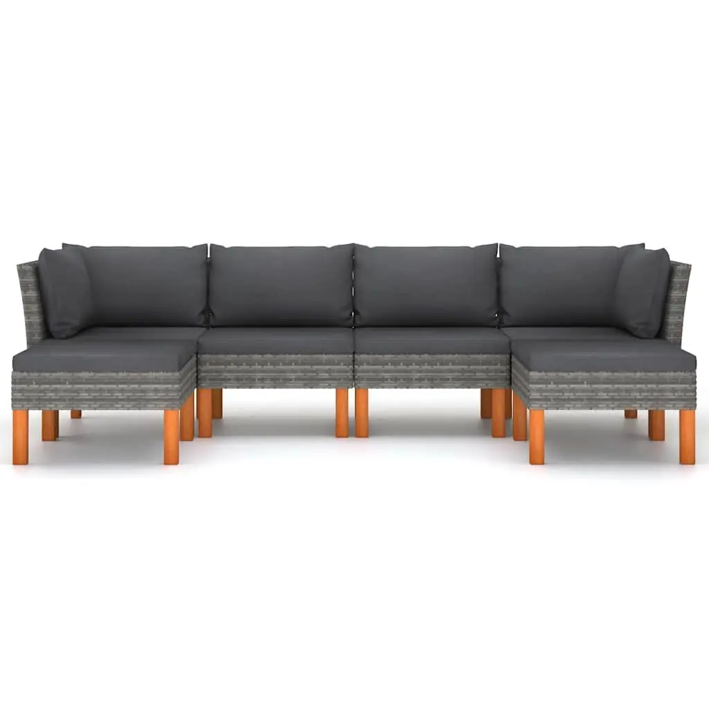 6-Piece Grey Garden Lounge Set with Cushions