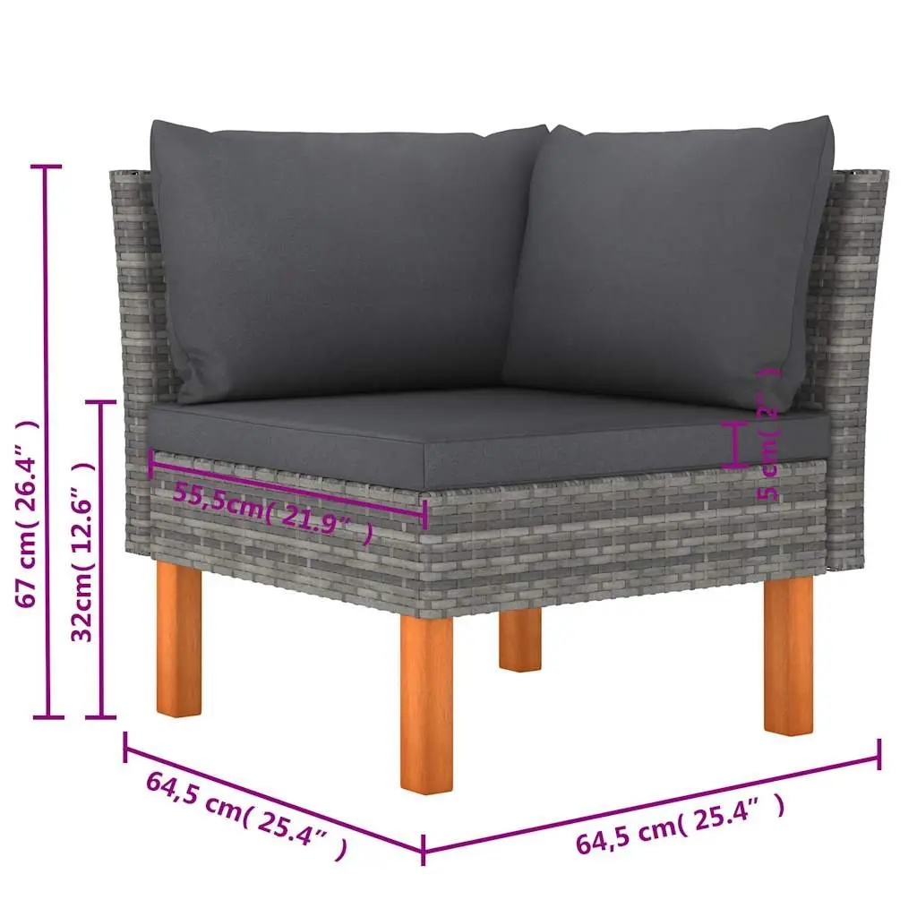 6-Piece Grey Garden Lounge Set with Cushions