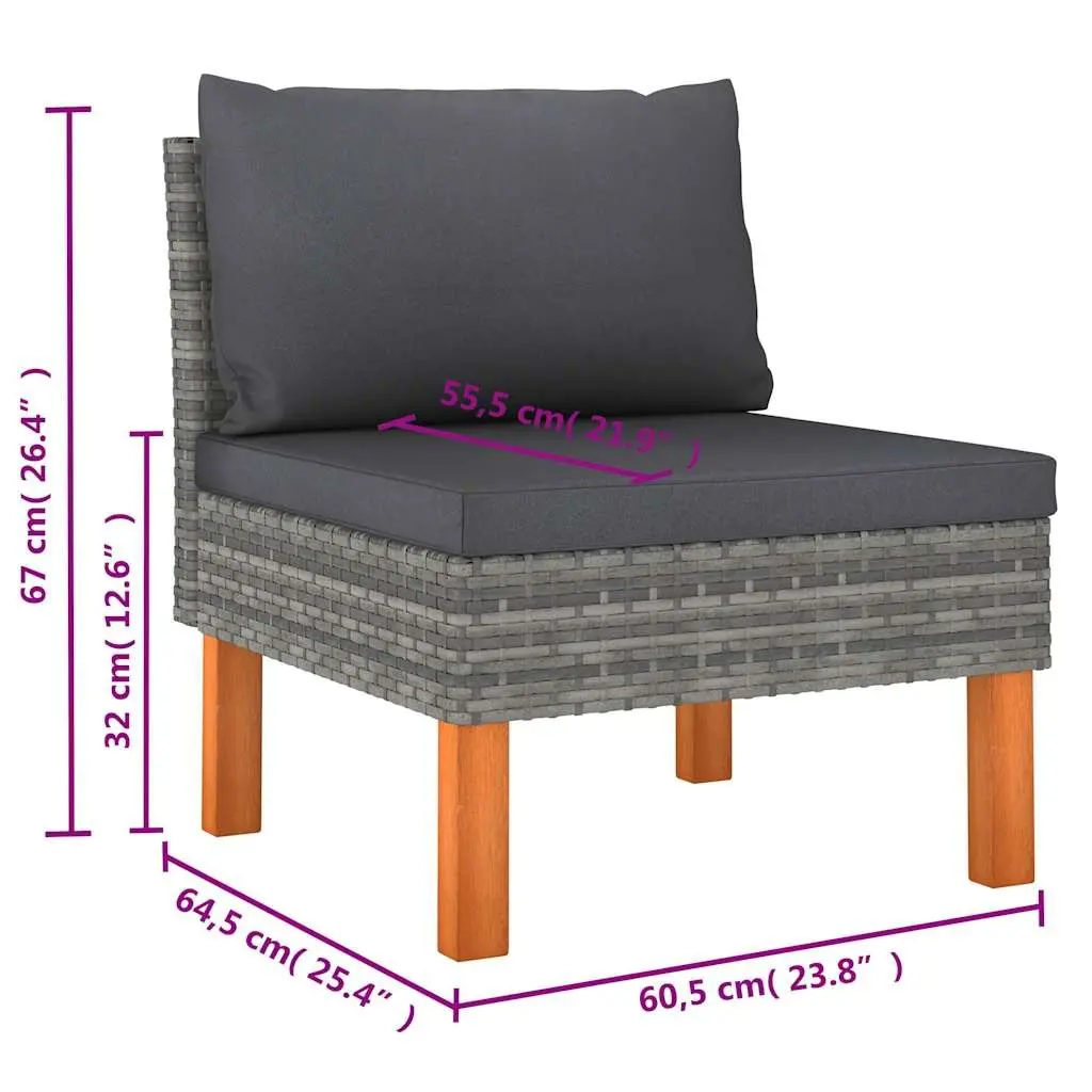 6-Piece Grey Garden Lounge Set with Cushions