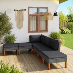 Durable 6 Piece Grey Garden Lounge Set with Cushions
