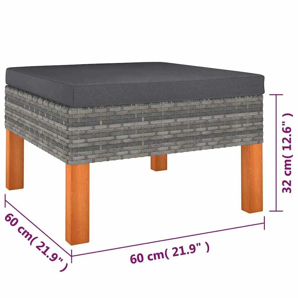 Garden Lounge Set 9 Piece PE Rattan Powder Coated Steel Grey Sofa Cushions