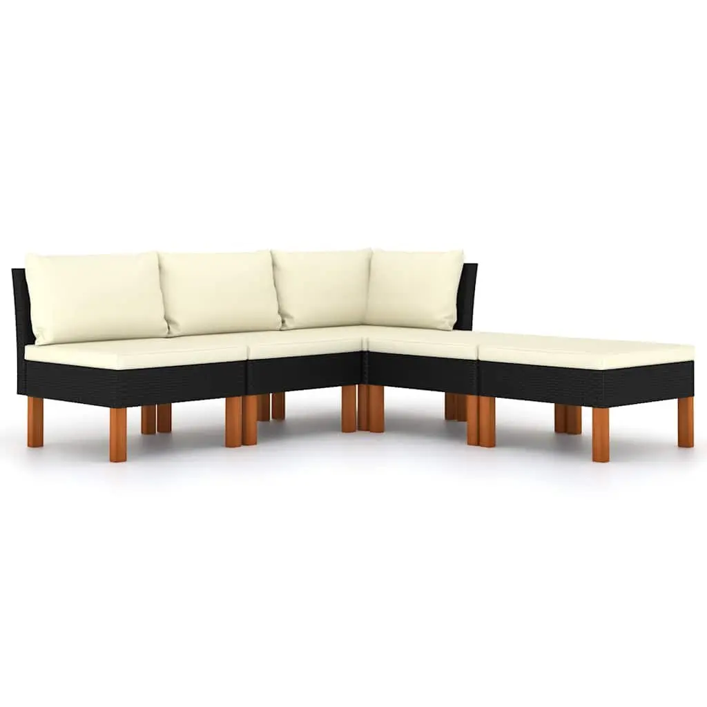5 Piece Black PE Rattan Outdoor Lounge Set