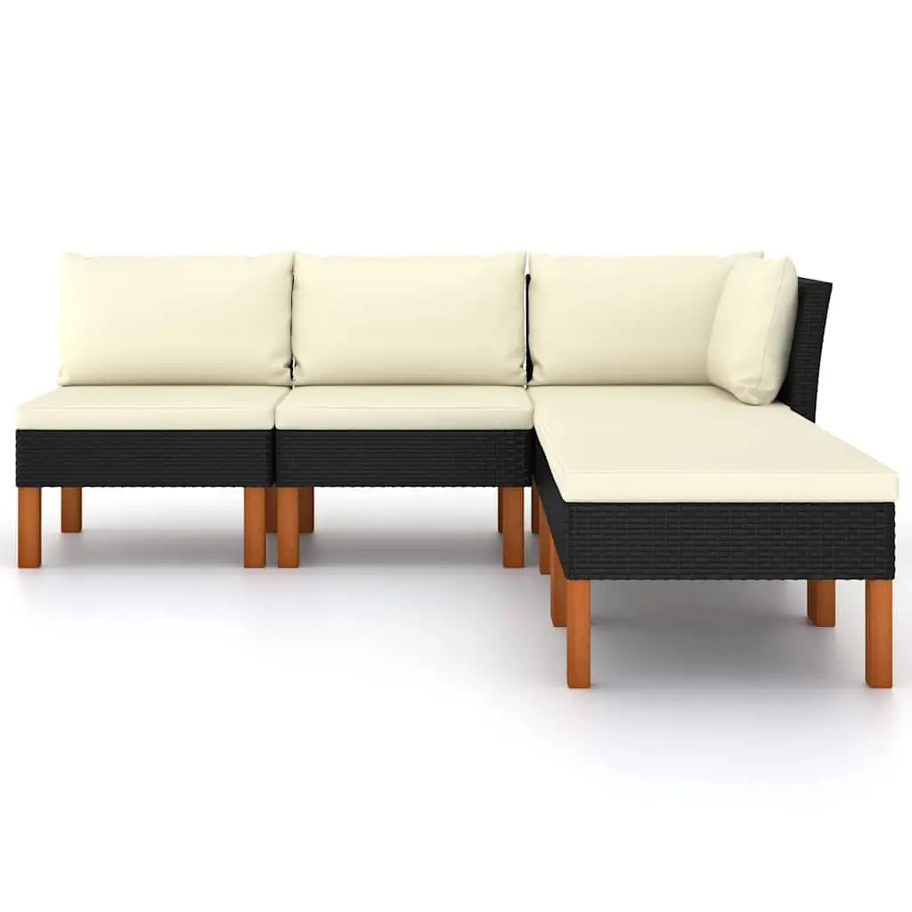 5 Piece Black PE Rattan Outdoor Lounge Set