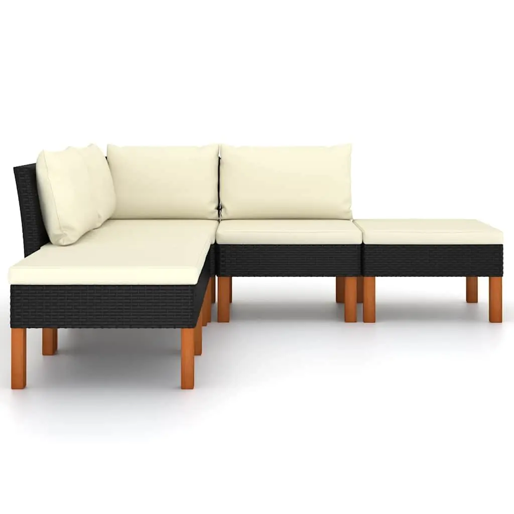 5 Piece Black PE Rattan Outdoor Lounge Set