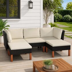 Premium 5-Piece Garden Lounge Set with Black Cushions