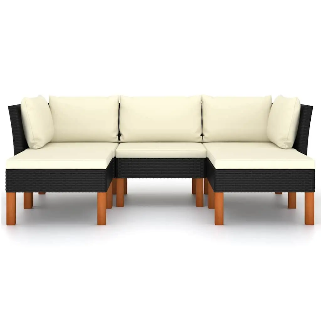 5-Piece Garden Lounge Set with Black Cushions