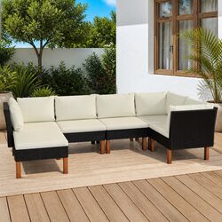 Black 6-Piece Garden Lounge Set with Cushions