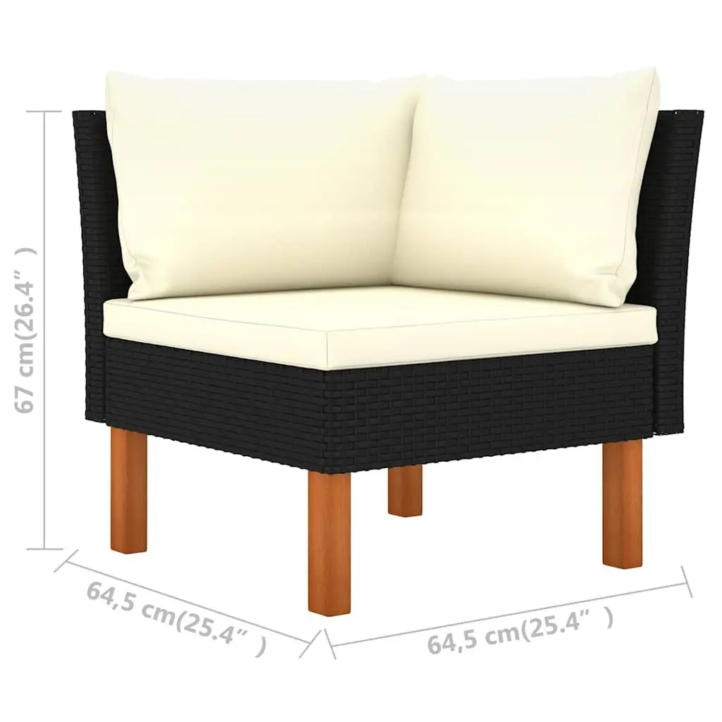 Garden Lounge Set PE Rattan Powder-coated Steel 6 Piece Outdoor Sofa Cushions Black