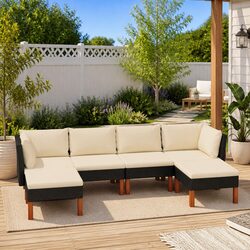 Premium 6-Piece Garden Lounge Set Outdoor Furniture Black