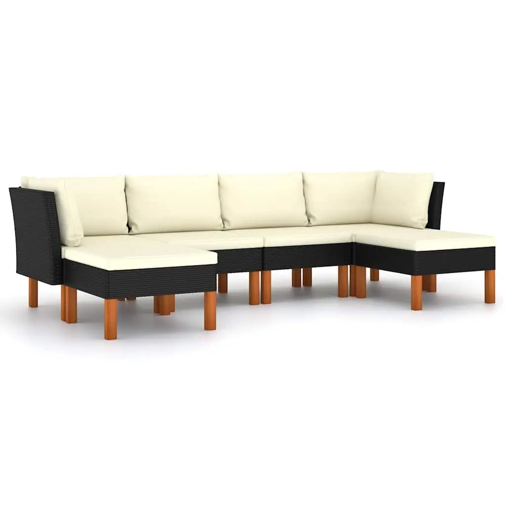6-Piece Garden Lounge Set Outdoor Furniture Black