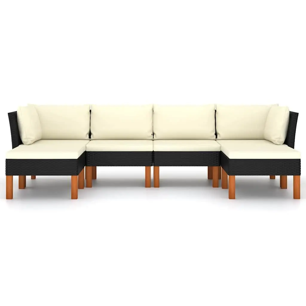6-Piece Garden Lounge Set Outdoor Furniture Black