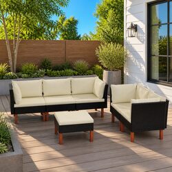 6-Piece Outdoor Garden Lounge Set with Cushions
