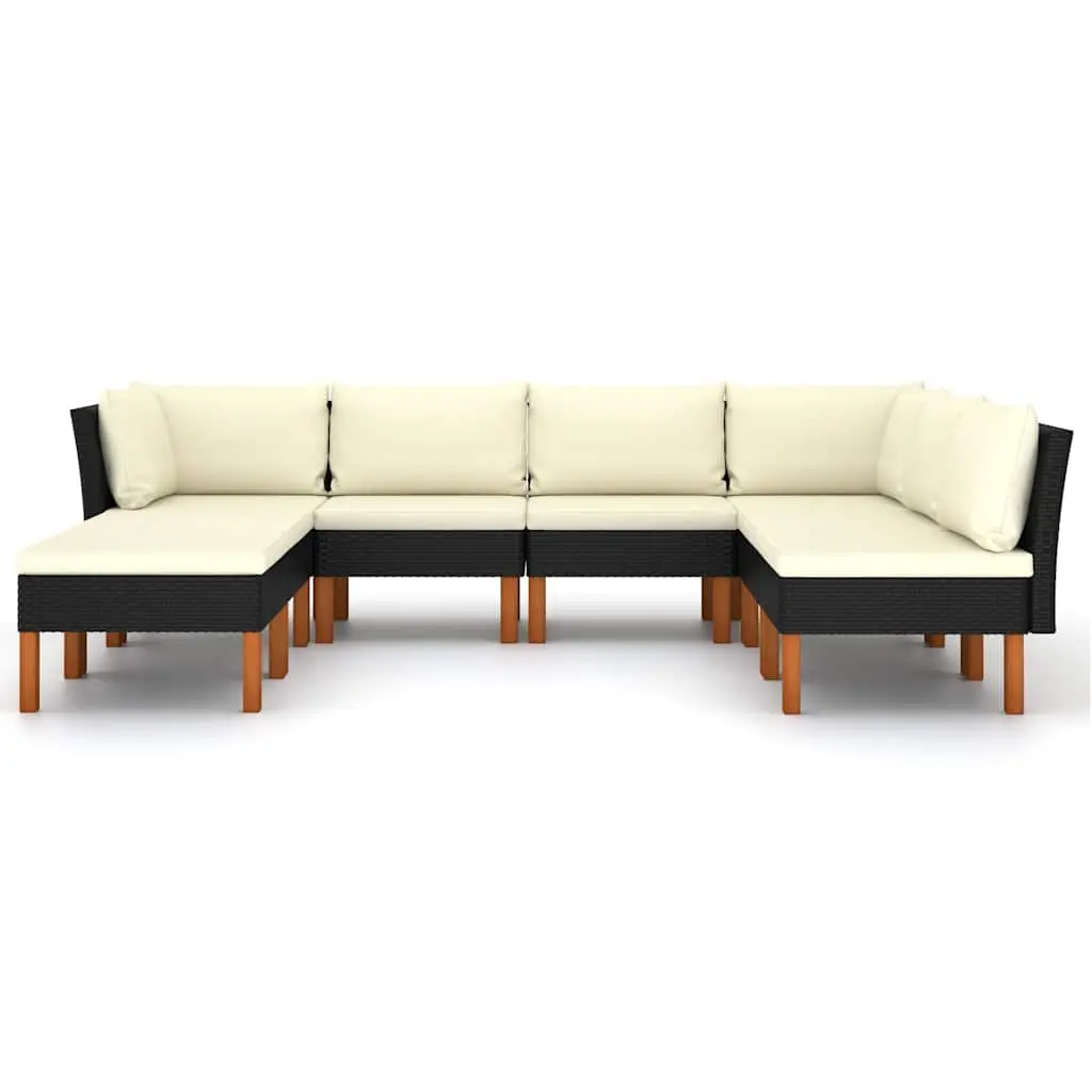 8-Piece Black Rattan Garden Lounge Set