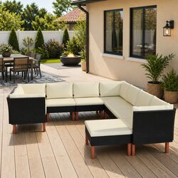 Premium 9 Piece Outdoor Garden Lounge Set in Black